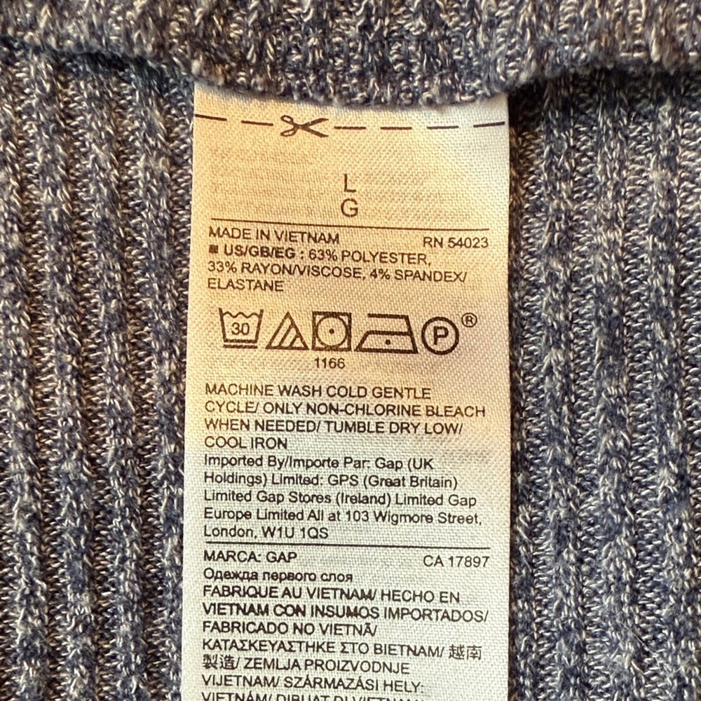 GAP Cocoon Cardigan Sweater, Ribbed, Heathered Blue, Size L - Picture 6 of 8